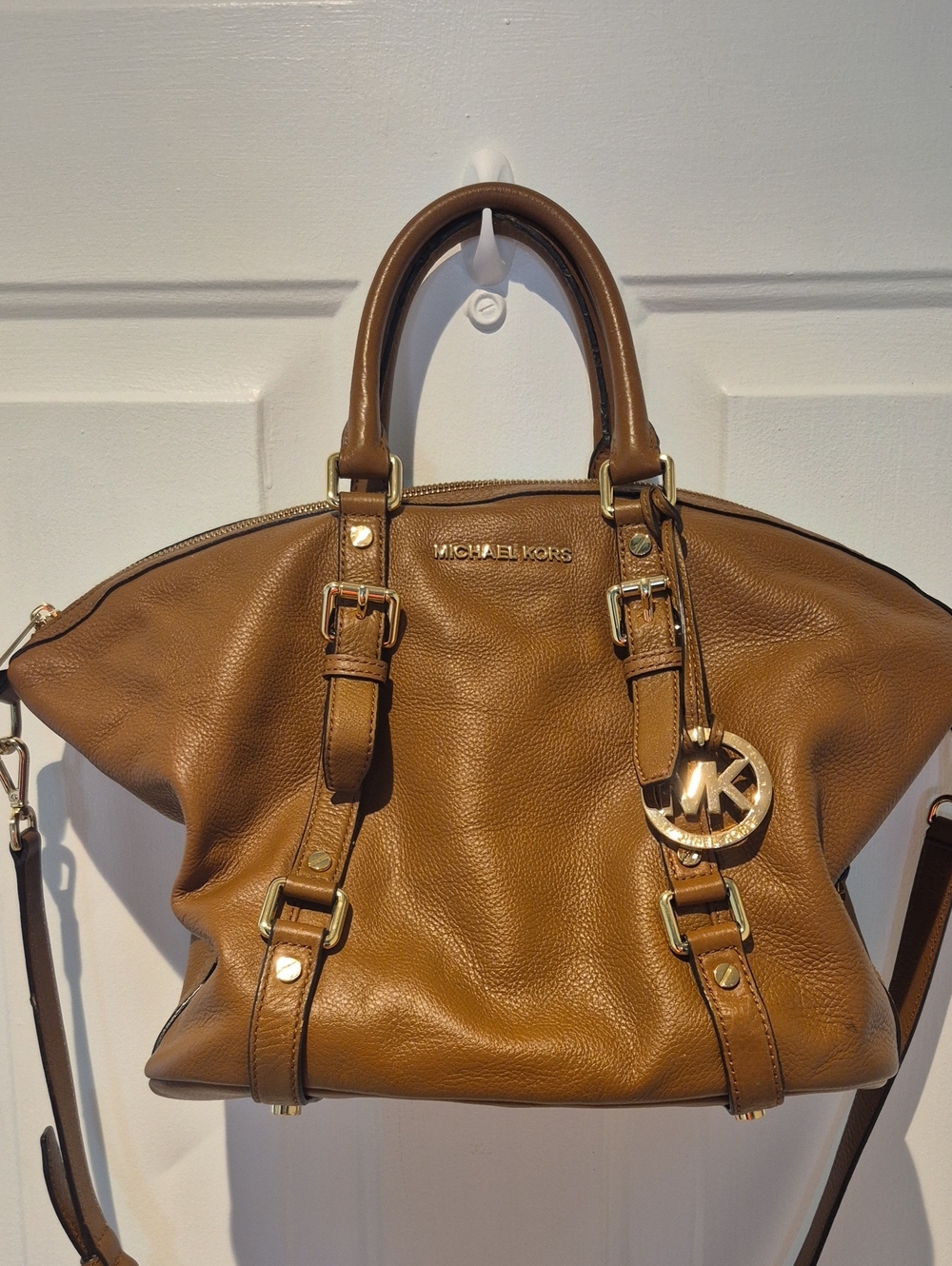 Michael Kors Bedford Legacy Camel Brown Pebbled Leather Shoulder Bag